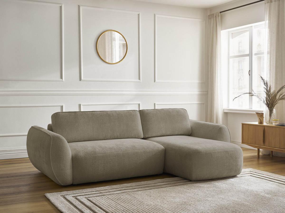 Canapé d'angle convertible DENISE texturé taupe — vue 6