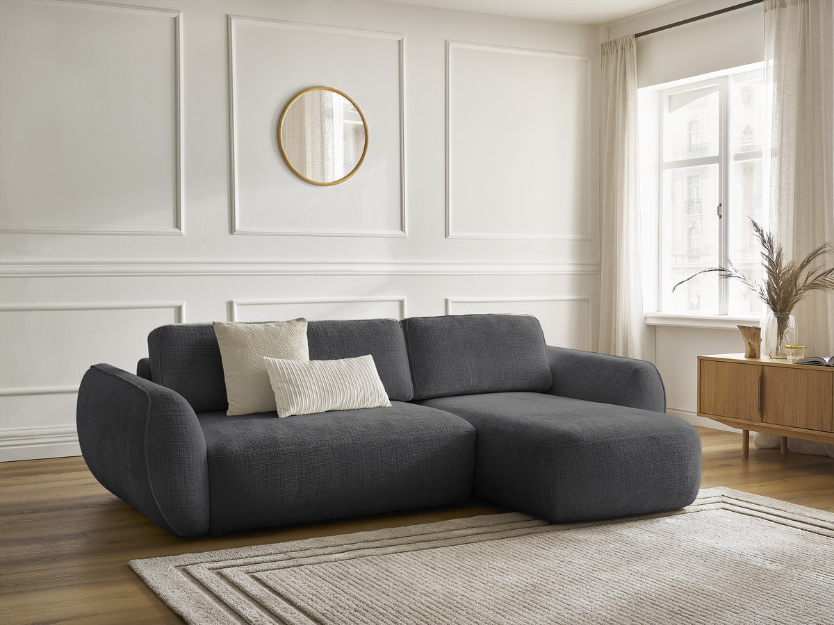 Canapé d'angle convertible DENISE texturé noir