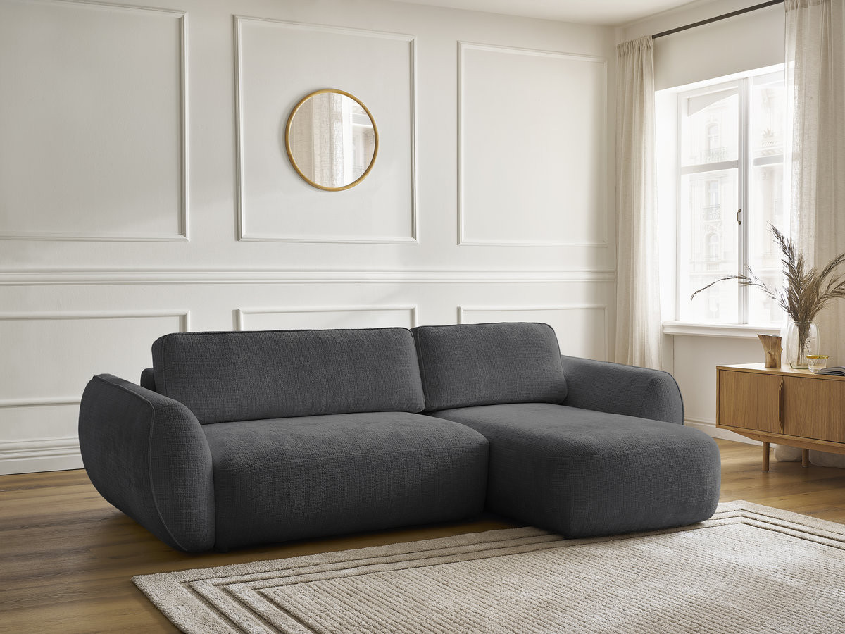 Canapé d'angle convertible DENISE texturé noir — vue 6