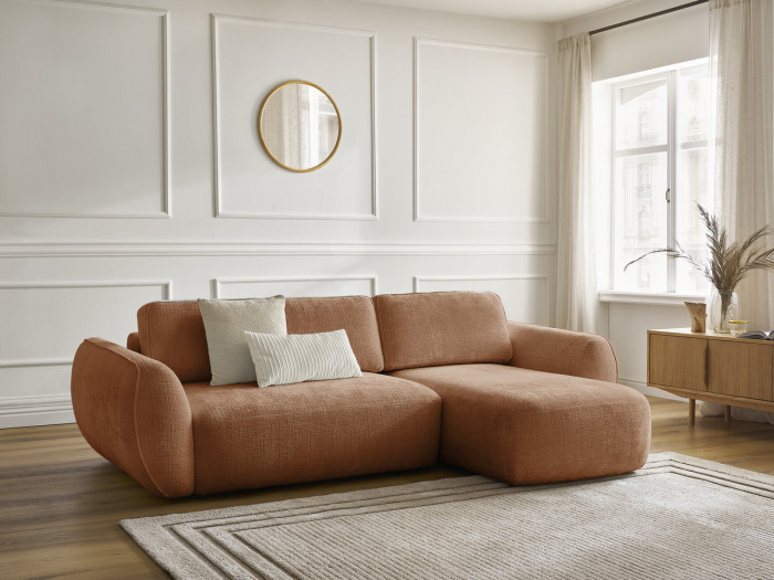 Canapé d'angle convertible DENISE tissu texturé