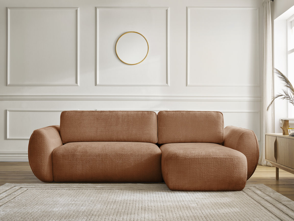 Canapé d'angle convertible DENISE texturé orange — vue 5