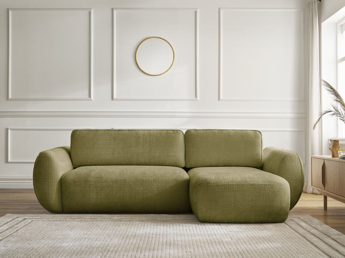 Canapé d'angle convertible DENISE texturé vert — vue 5