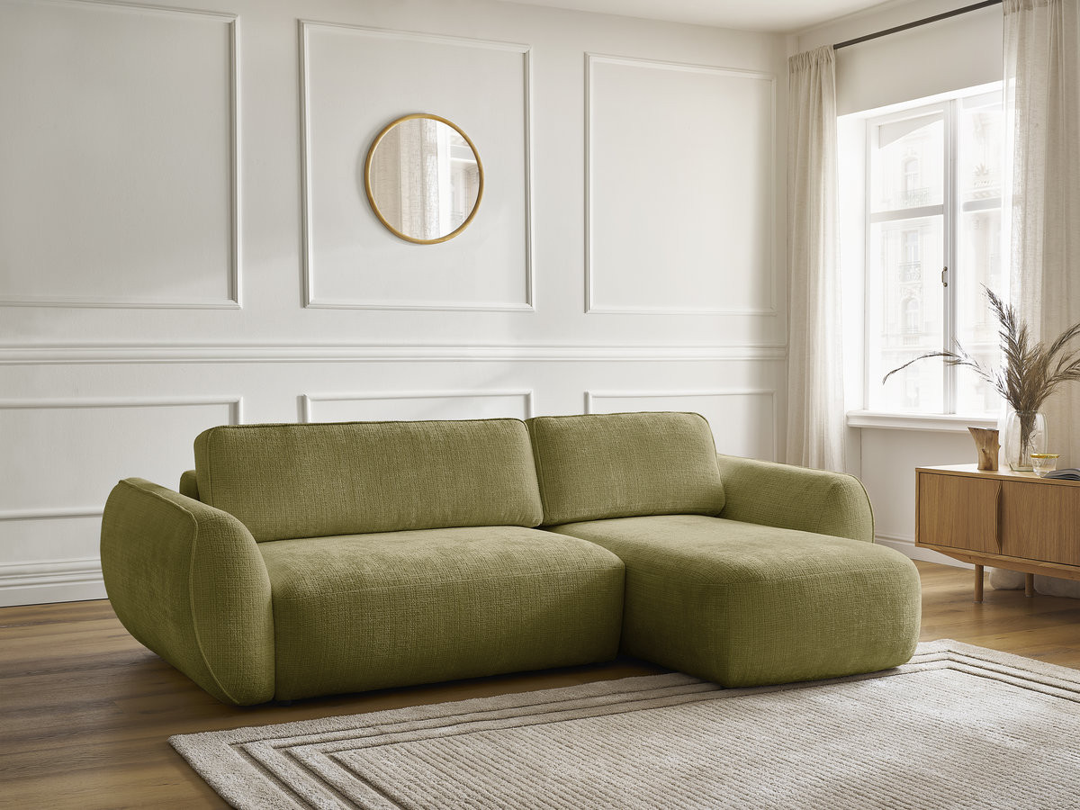 Canapé d'angle convertible DENISE texturé vert — vue 6