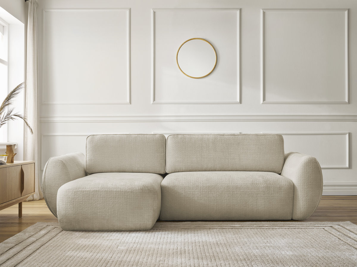 Canapé d'angle convertible DENISE texturé beige — vue 5