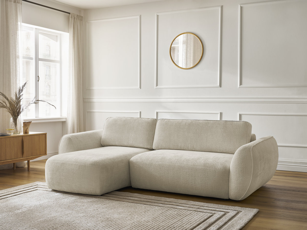 Canapé d'angle convertible DENISE texturé beige — vue 6