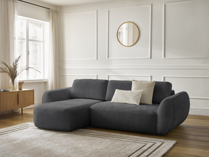 Canapé d'angle convertible DENISE tissu texturé