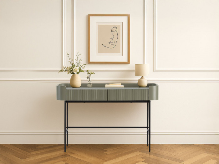 Console 2 tiroirs 120 cm JAY effet tasseaux