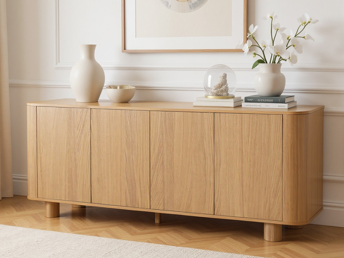 MALO 4-deurs dressoir 180 cm massief eiken fineer