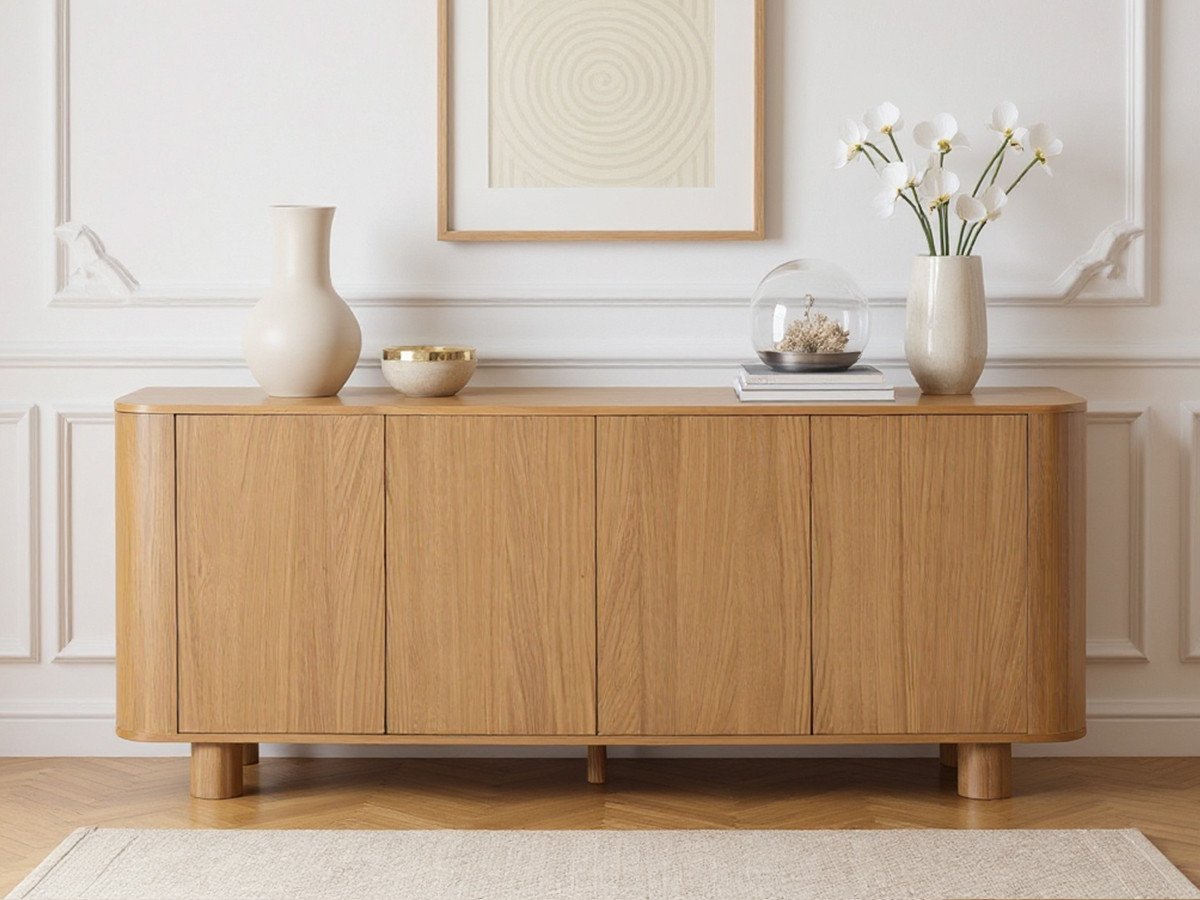 Buffet 4 portes 180 cm MALO placage chêne massif