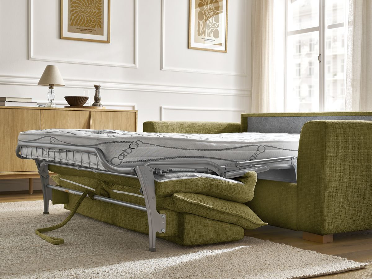 Canapé droit convertible AUGUSTIN texturé vert — vue 5