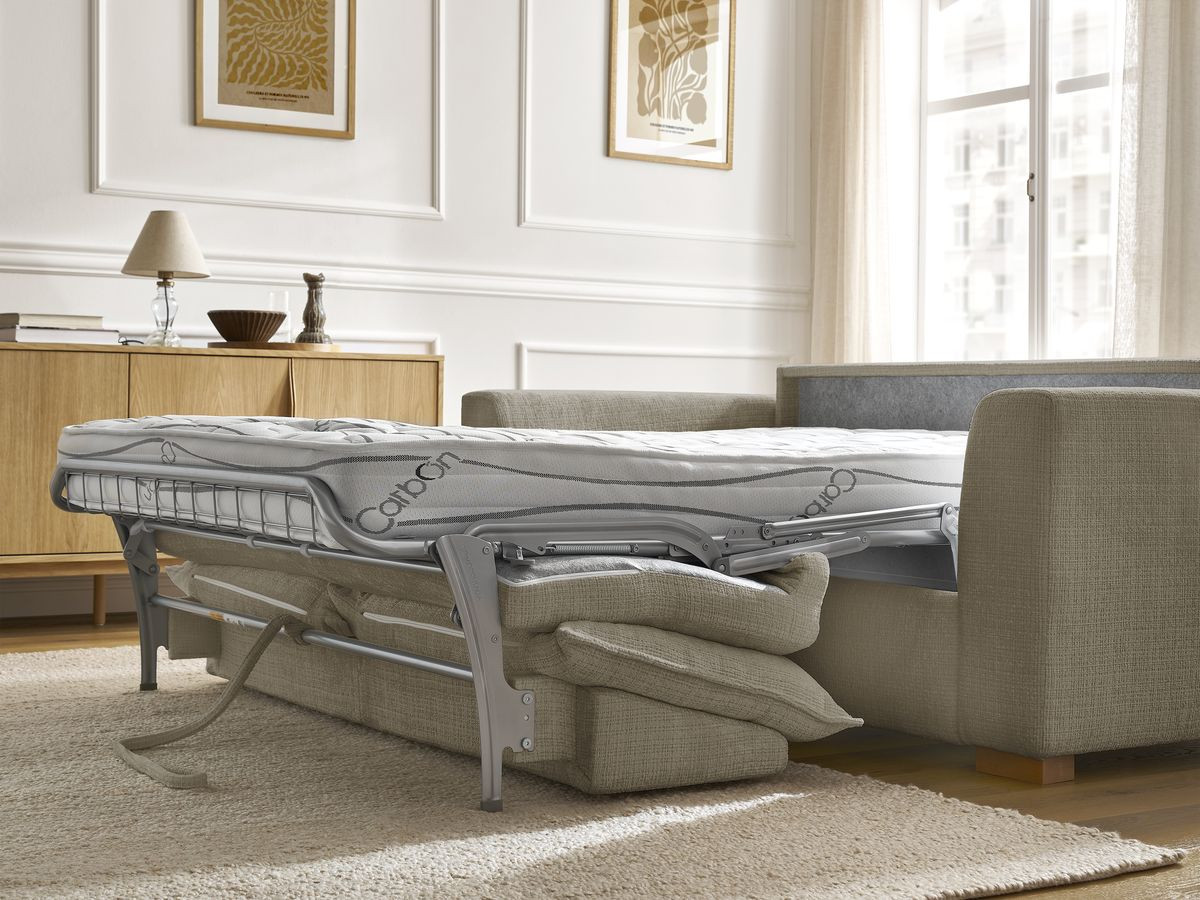 Canapé droit convertible AUGUSTIN texturé taupe — vue 5