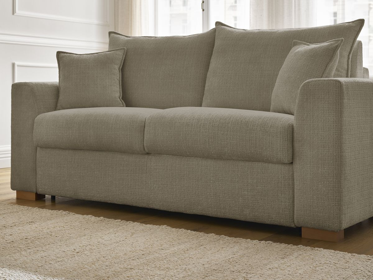 Canapé droit convertible AUGUSTIN texturé taupe — vue 6