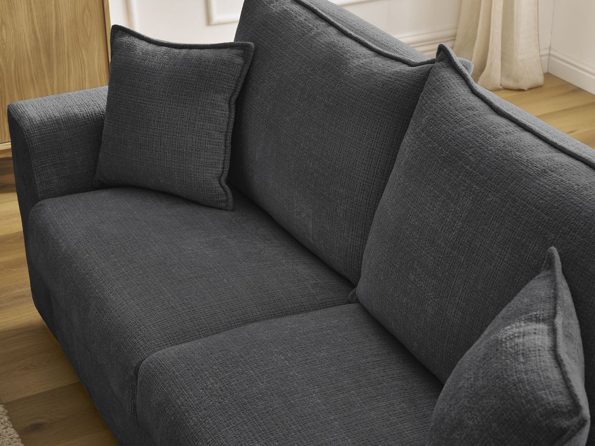 Canapé droit convertible AUGUSTIN texturé noir — vue 5