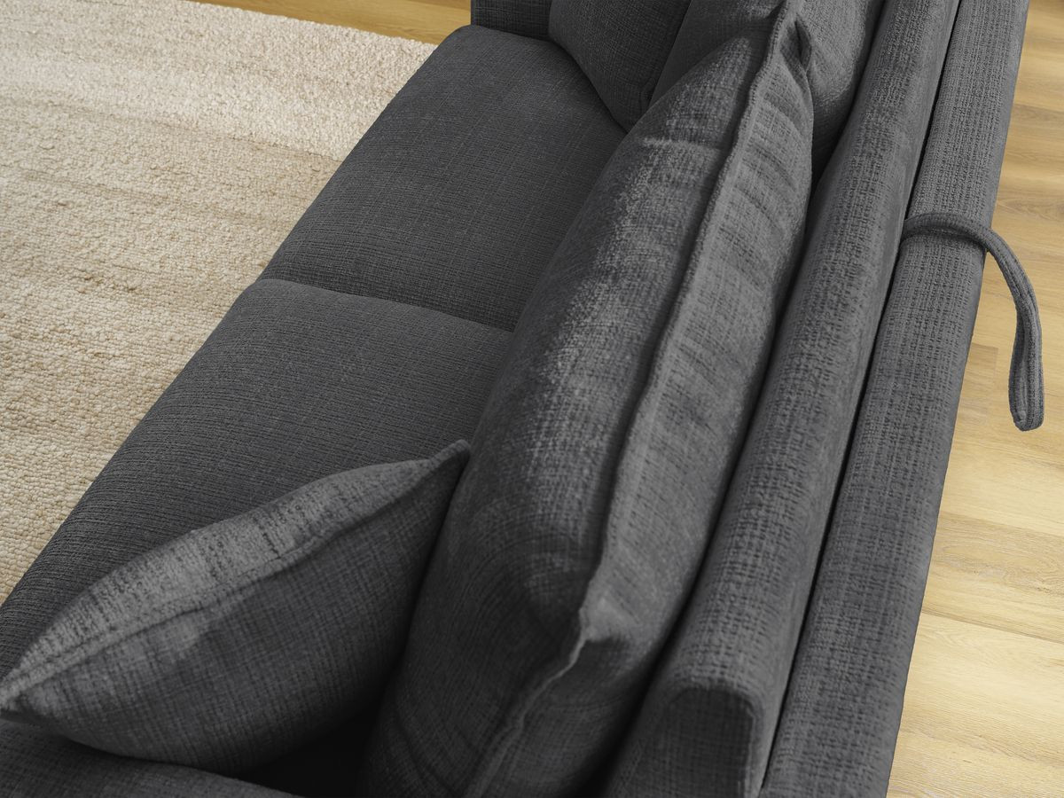 Canapé droit convertible AUGUSTIN texturé noir — vue 6