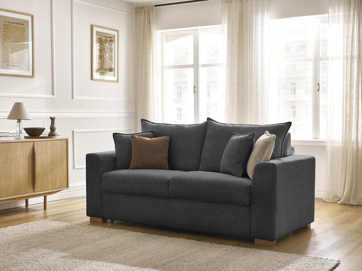 Canapé droit convertible AUGUSTIN texturé noir