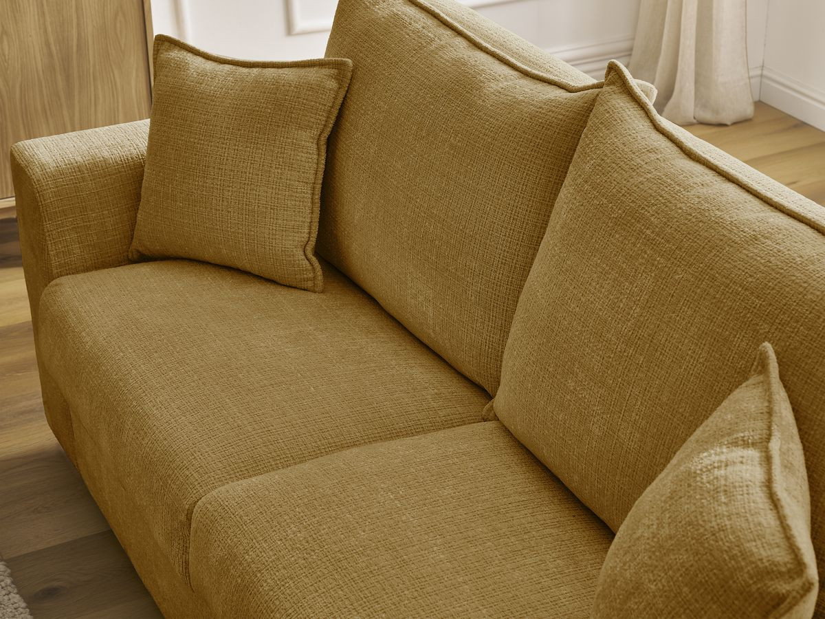 Canapé droit convertible AUGUSTIN texturé jaune — vue 6