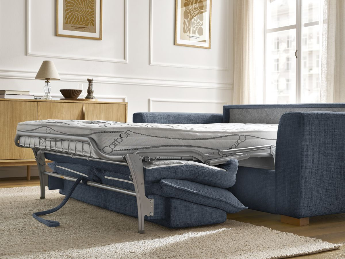 Canapé droit convertible AUGUSTIN texturé bleu foncé — vue 5