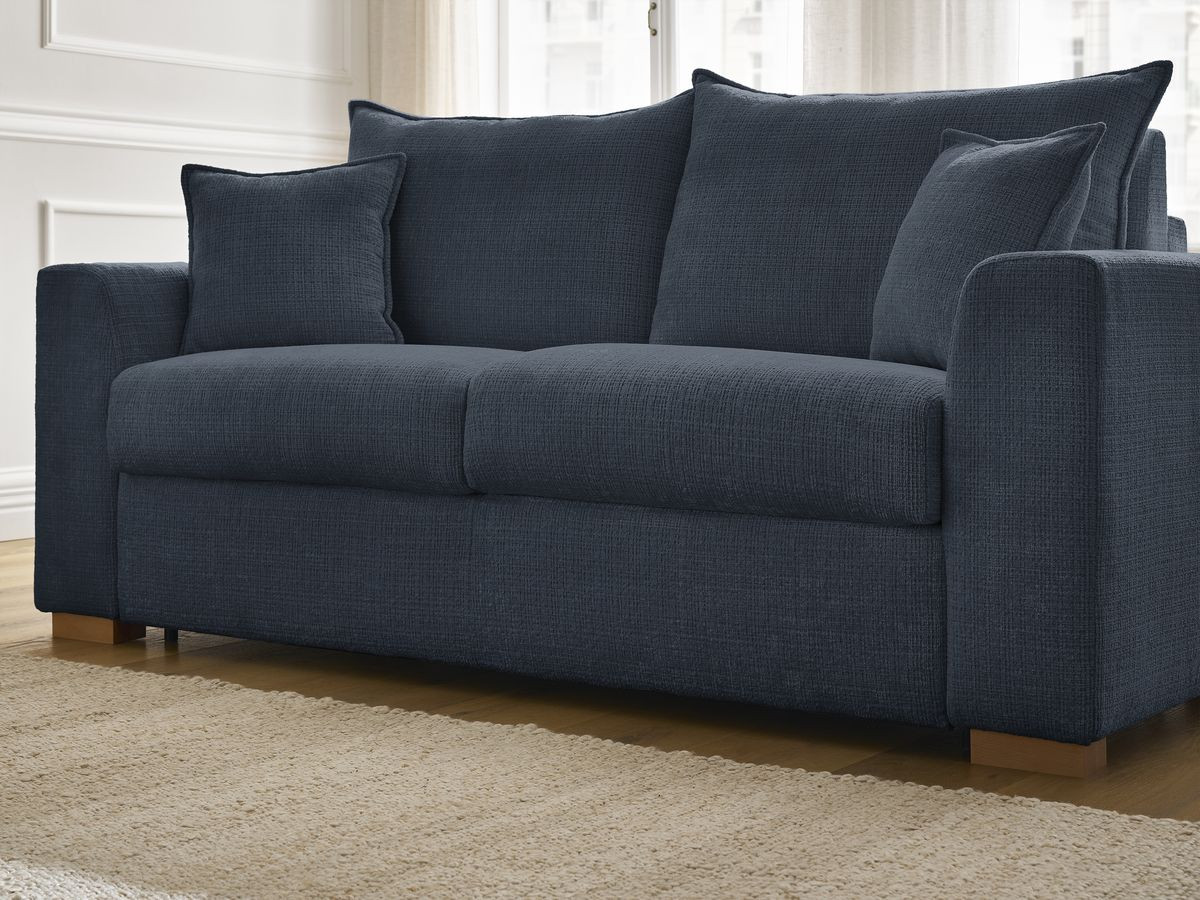 Canapé droit convertible AUGUSTIN texturé bleu foncé — vue 6