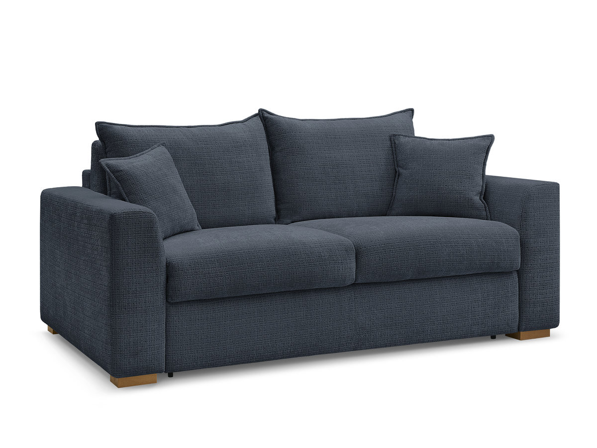 augustin rechte slaapbank met express-opening, structuurstof gekleurd donkerblauw
