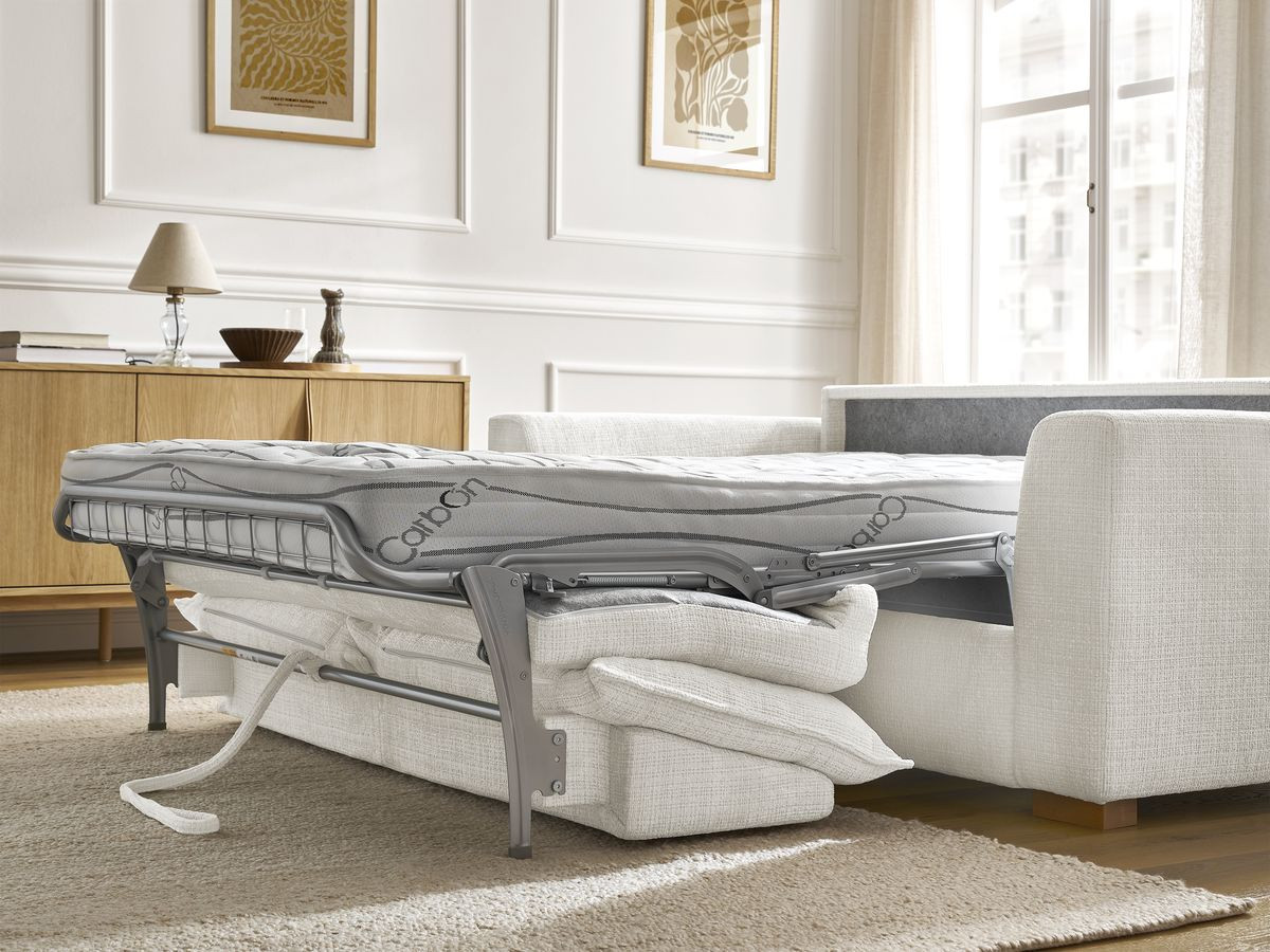 Canapé droit convertible AUGUSTIN texturé blanc — vue 5