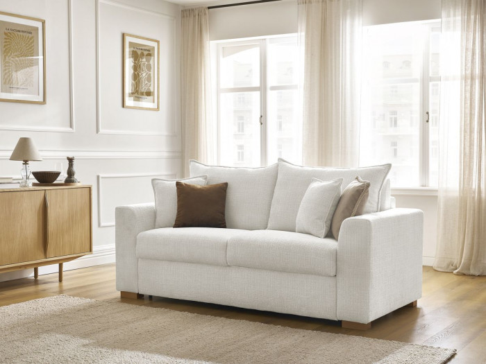 Canapé droit convertible ouverture express AUGUSTIN tissu texturé