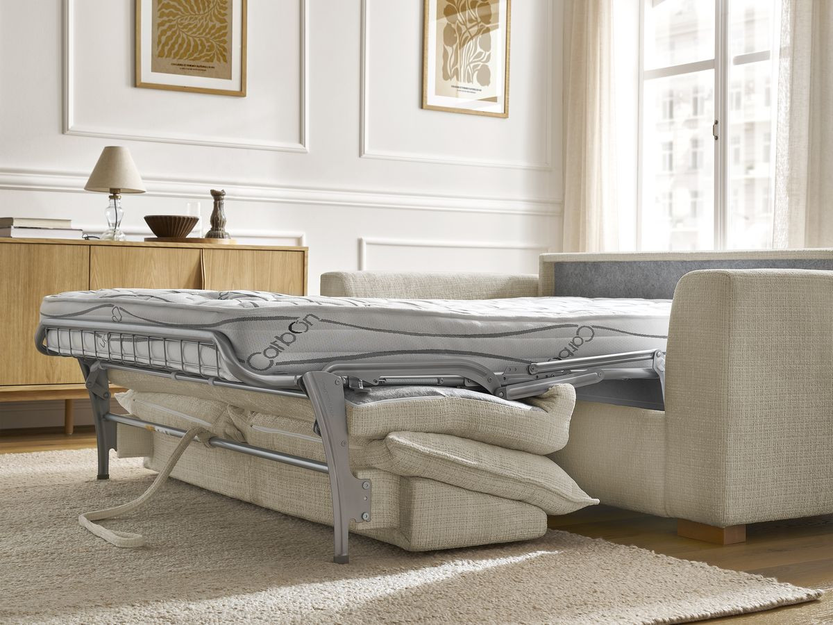 Canapé droit convertible AUGUSTIN texturé beige — vue 5