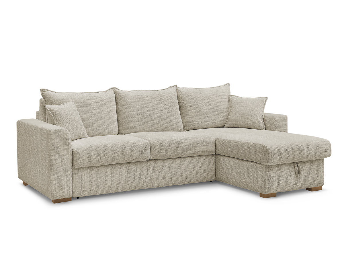 augustin omkeerbare hoekslaapbank met express-opening in structuurstof gekleurd beige