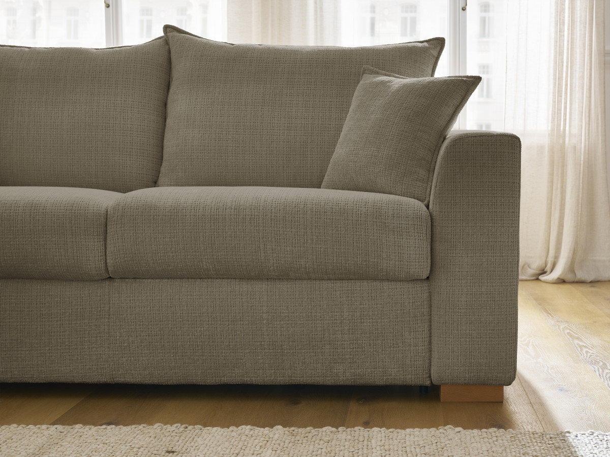 Canapé d'angle réversible convertible AUGUSTIN texturé taupe — vue 5