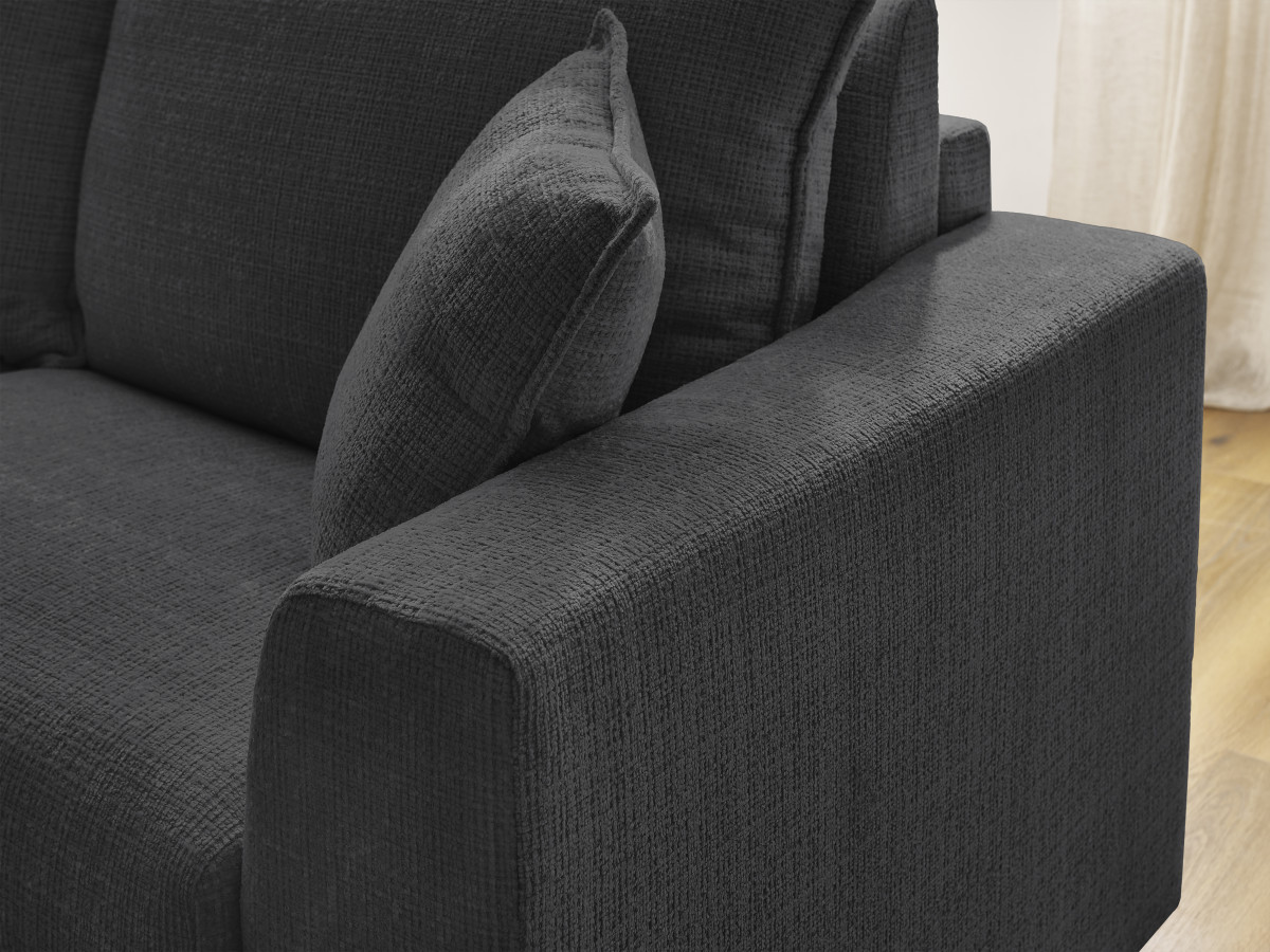 Canapé d'angle réversible convertible AUGUSTIN texturé noir — vue 6