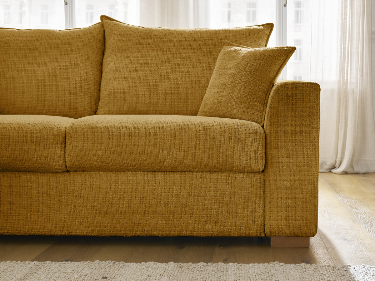 Canapé d'angle réversible convertible AUGUSTIN texturé jaune — vue 5