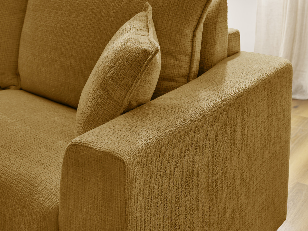 Canapé d'angle réversible convertible AUGUSTIN texturé jaune — vue 6