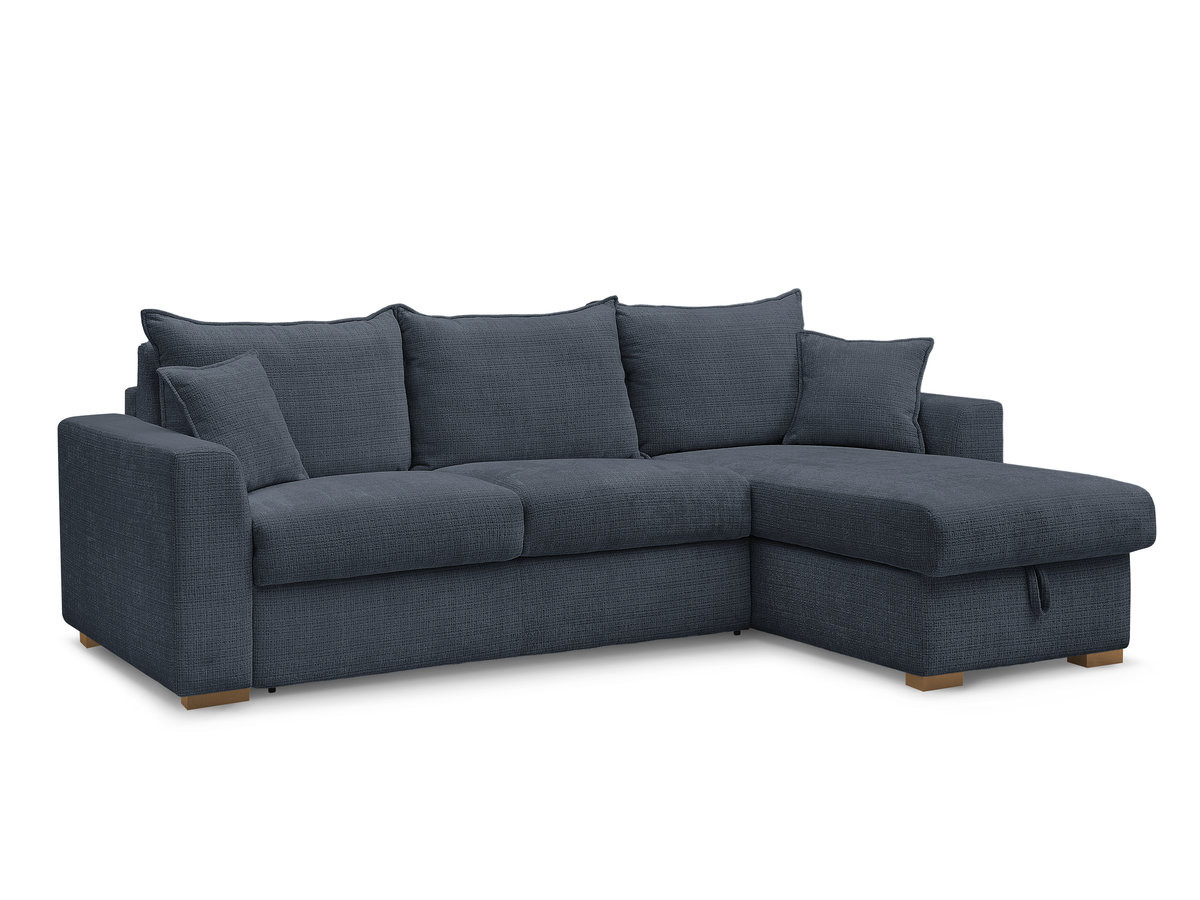 augustin omkeerbare hoekslaapbank met express-opening in structuurstof gekleurd donkerblauw