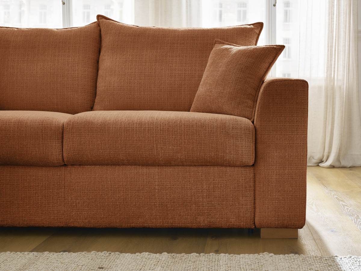 Canapé d'angle réversible convertible AUGUSTIN texturé orange — vue 5