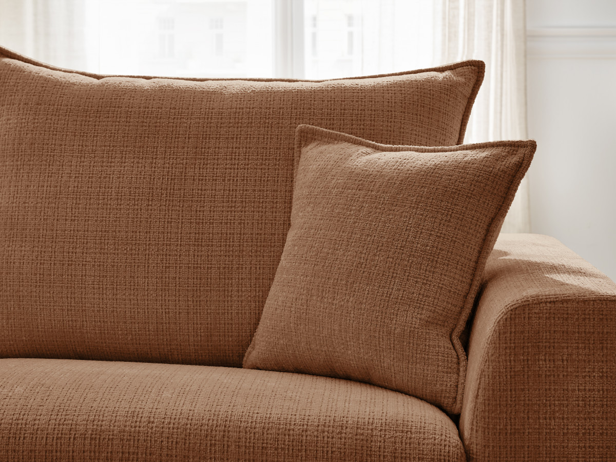 Canapé d'angle réversible convertible AUGUSTIN texturé orange — vue 6