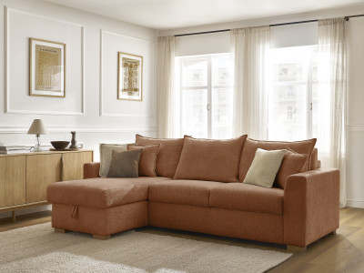 Canapé d'angle réversible convertible ouverture express AUGUSTIN tissu texturé