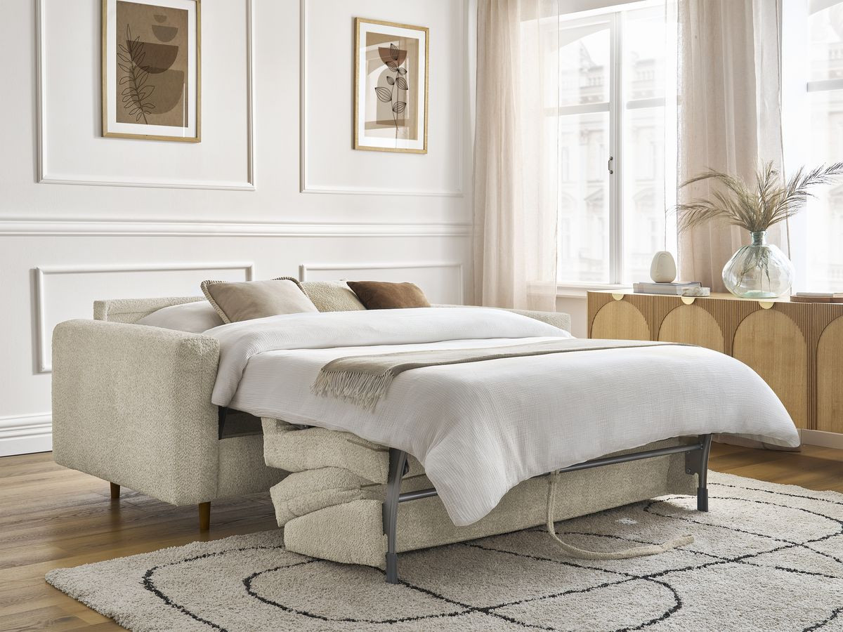 Canapé droit convertible NOUVEAU COCOONE bouclette beige — vue 6