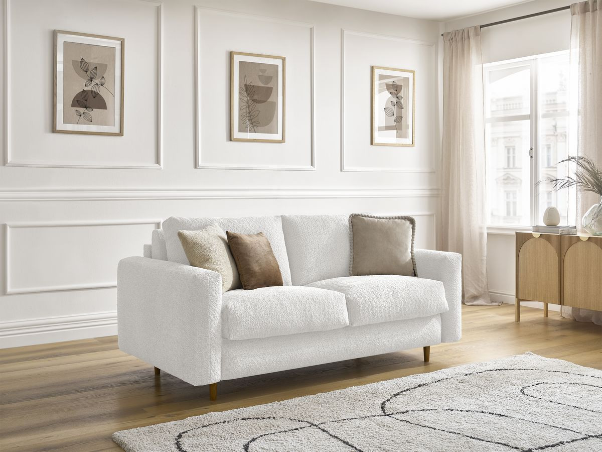 Canapé droit convertible NOUVEAU COCOONE bouclette blanc