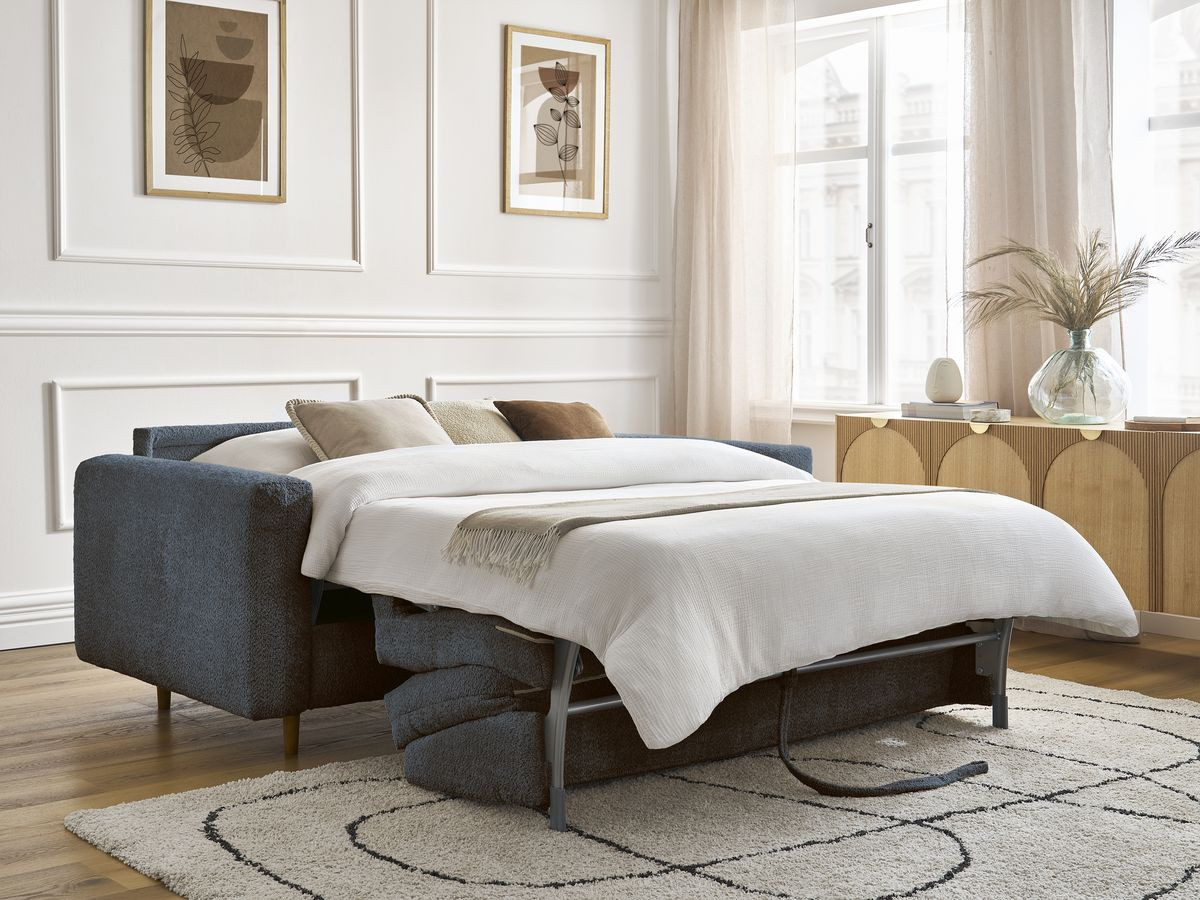 Canapé droit convertible NOUVEAU COCOONE bouclette bleu foncé — vue 6