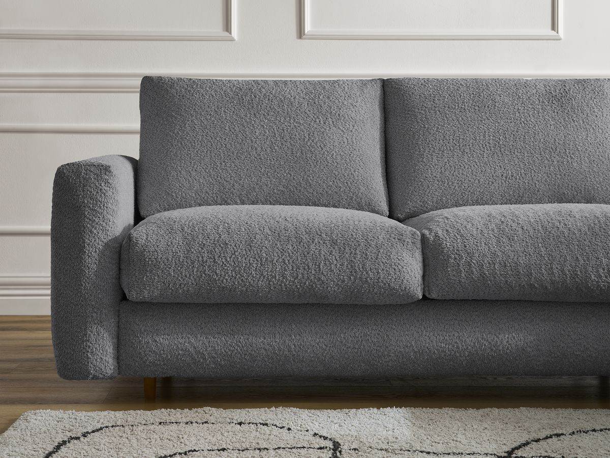 Canapé droit convertible NOUVEAU COCOONE bouclette gris foncé