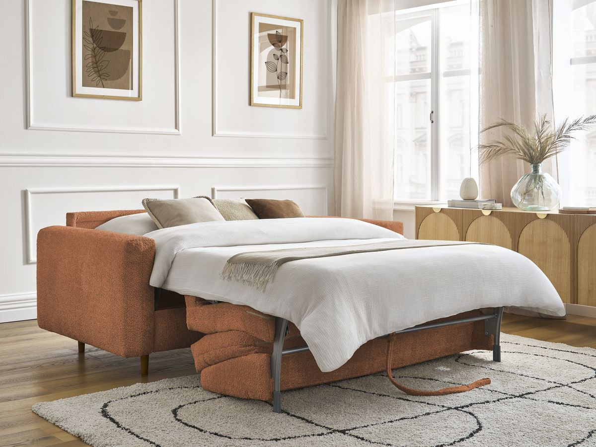 Canapé droit convertible NOUVEAU COCOONE bouclette orange — vue 6