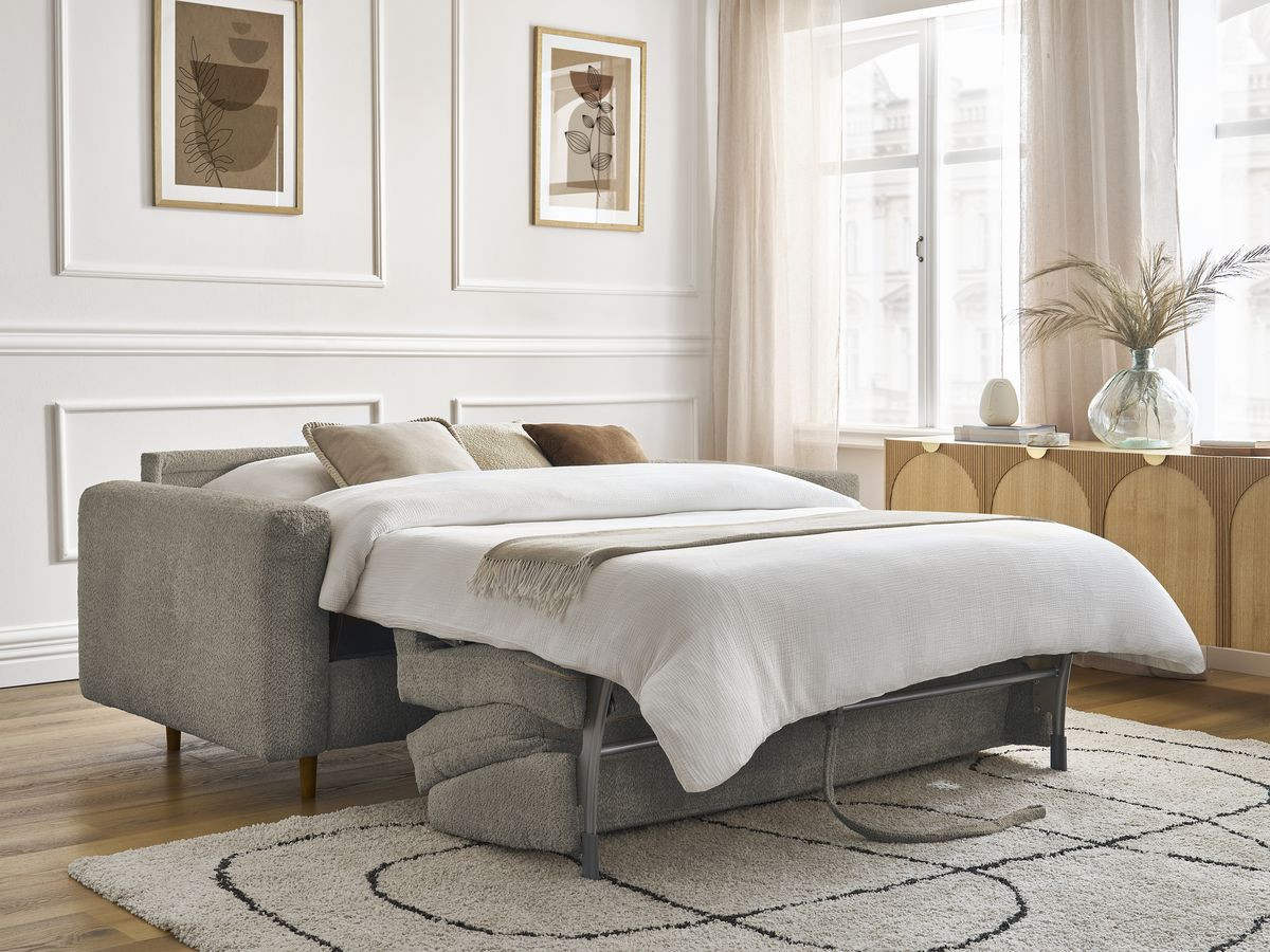 Canapé droit convertible NOUVEAU COCOONE bouclette taupe — vue 6