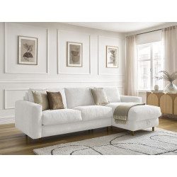 Canapé d'angle COCOONE convertible en tissu bouclette dans un salon japandi