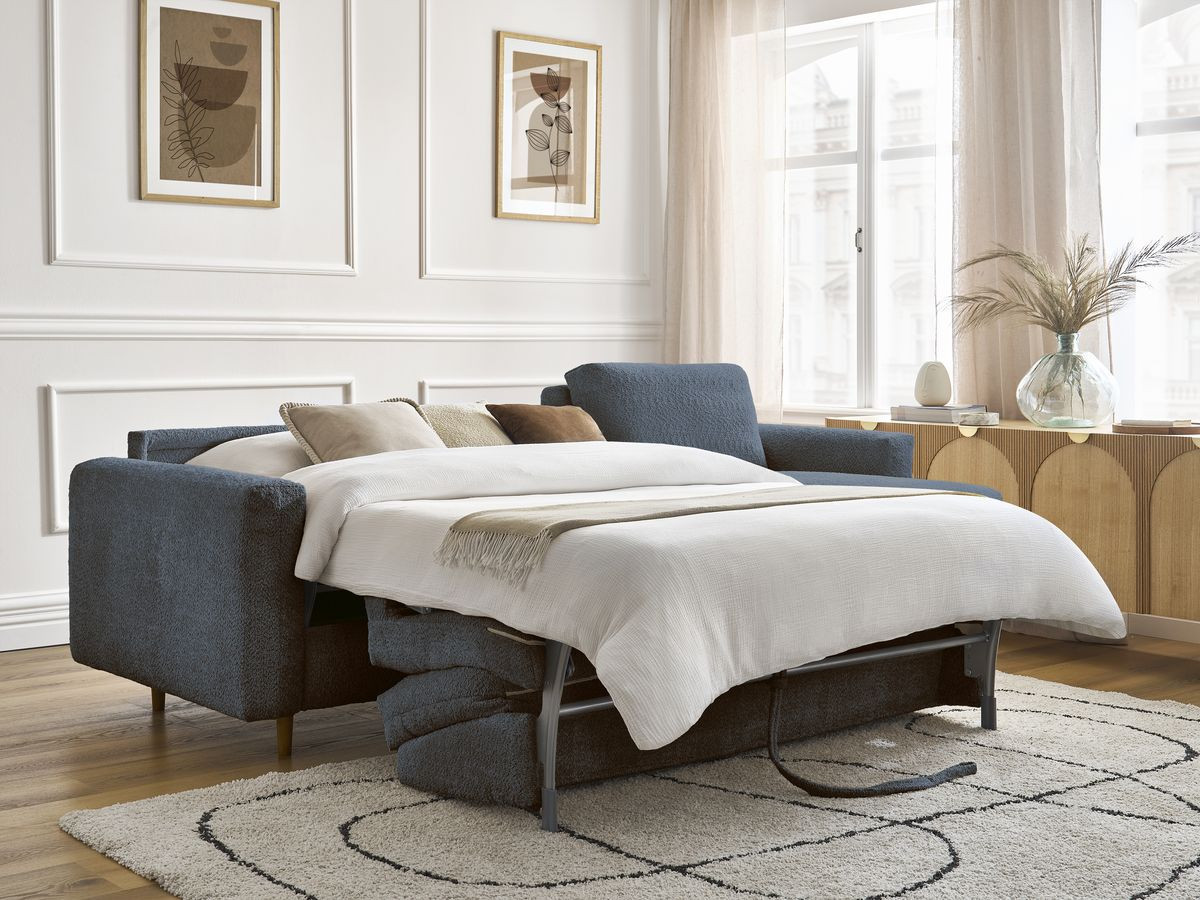 Canapé d'angle réversible convertible NOUVEAU COCOONE bouclette bleu foncé — vue 6