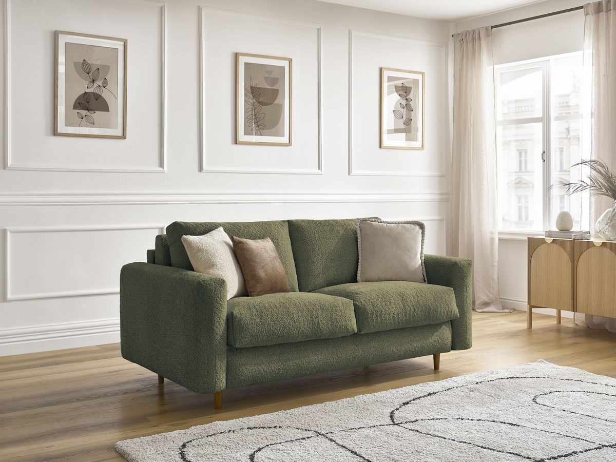 Canapé droit convertible NOUVEAU COCOONE bouclette vert