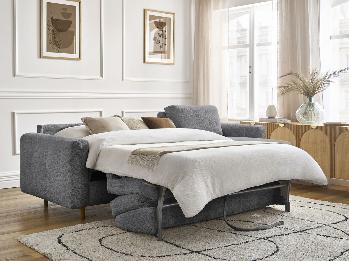 Canapé d'angle réversible convertible NOUVEAU COCOONE bouclette gris foncé — vue 5