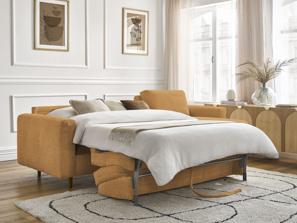 Canapé d'angle réversible convertible NOUVEAU COCOONE bouclette jaune — vue 6