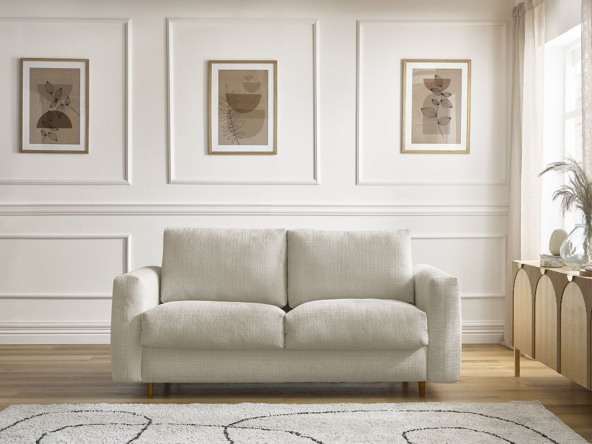 Canapé droit convertible NOUVEAU COCOONE texturé beige — vue 4