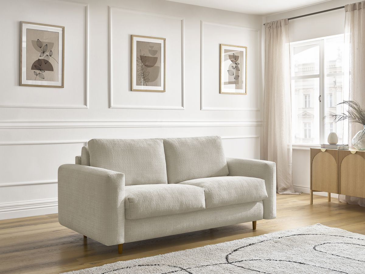 Canapé droit convertible NOUVEAU COCOONE texturé beige — vue 5