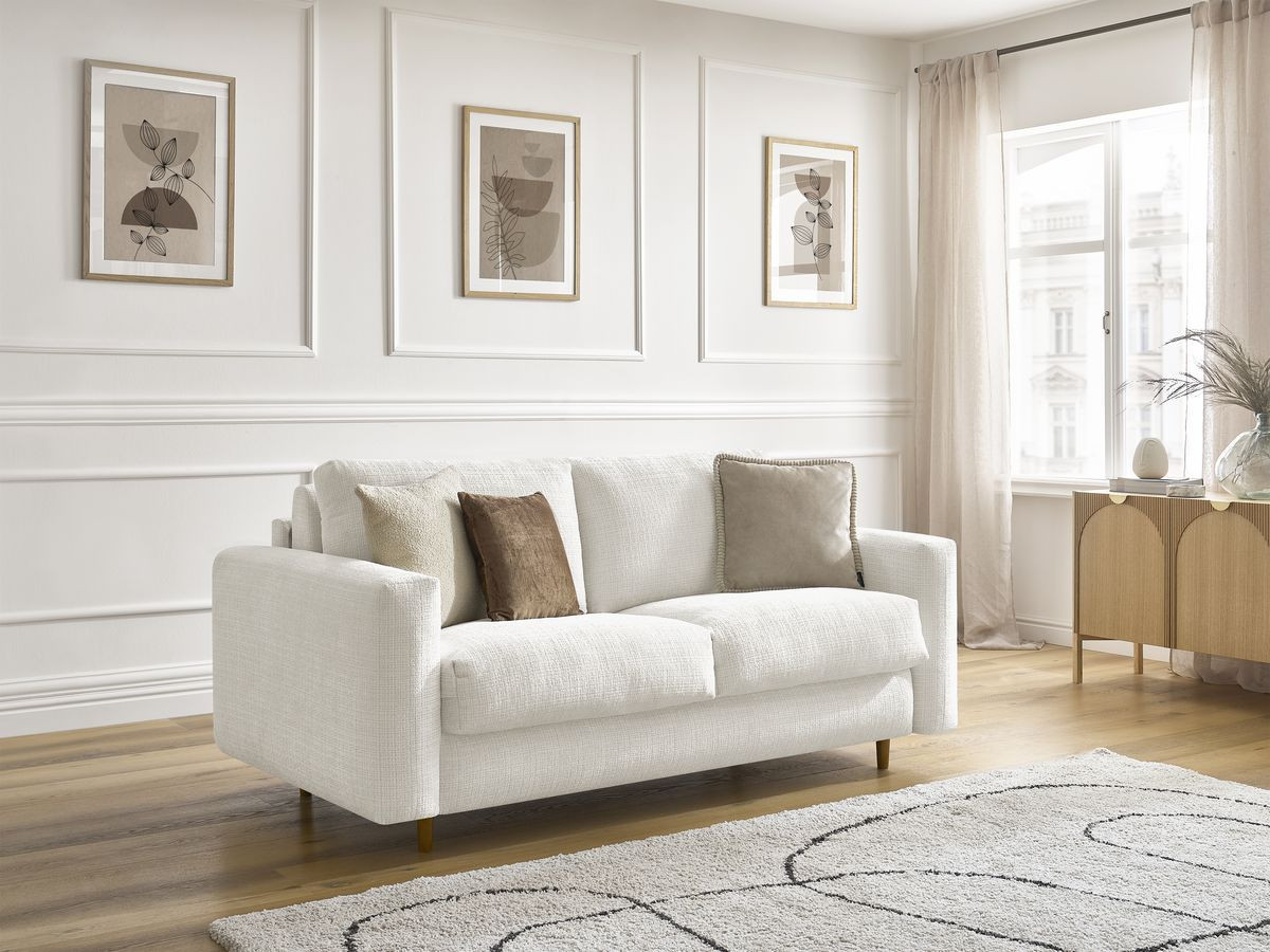 Canapé droit convertible NOUVEAU COCOONE texturé blanc