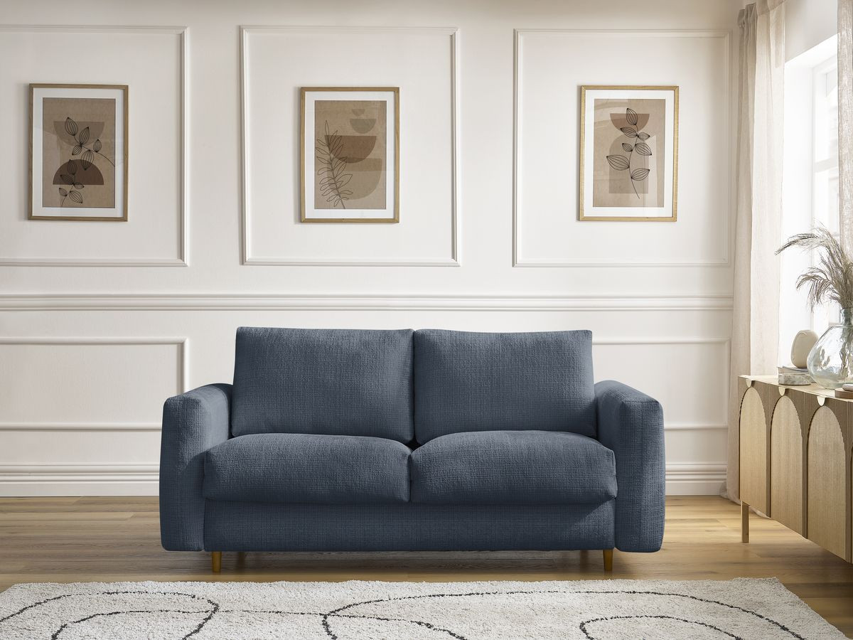 Canapé droit convertible NOUVEAU COCOONE texturé bleu foncé — vue 4